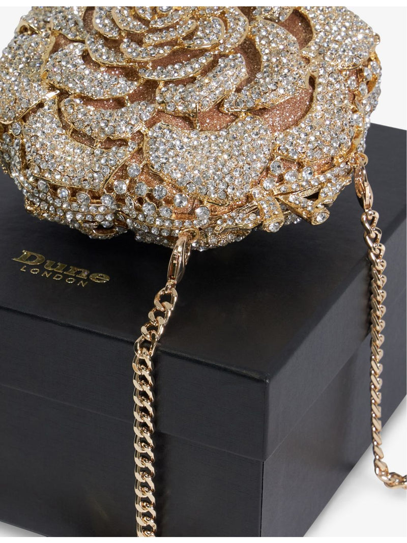 Dune diamante flower metal clutch, imported from the UK