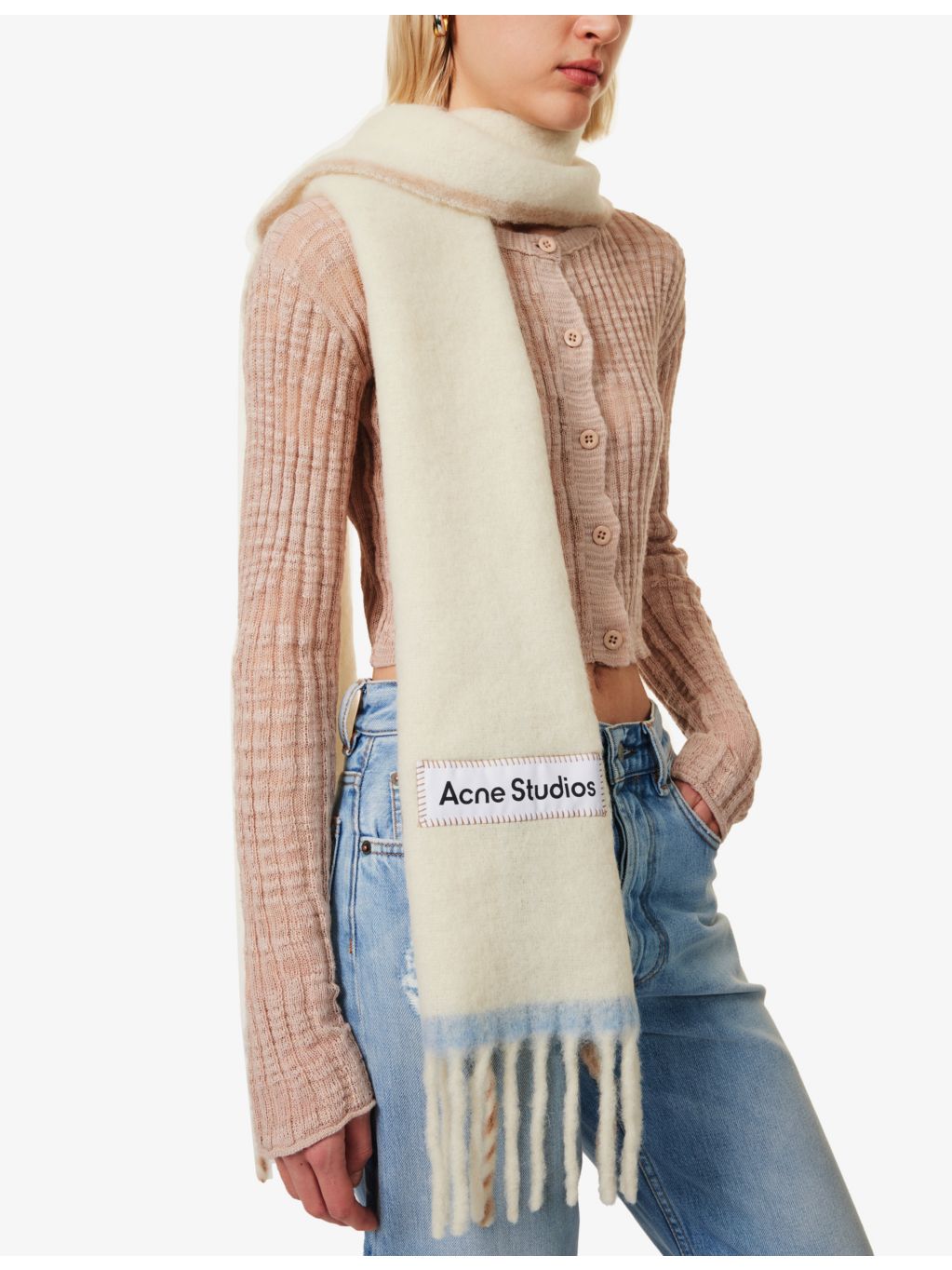 Acne Studios knitted scarf with fringed edges - British product