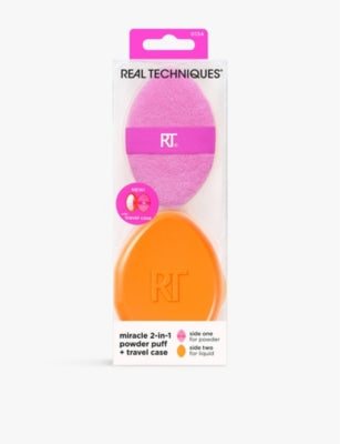 Real Techniques 2-in-1 powder puff with travel case - British product