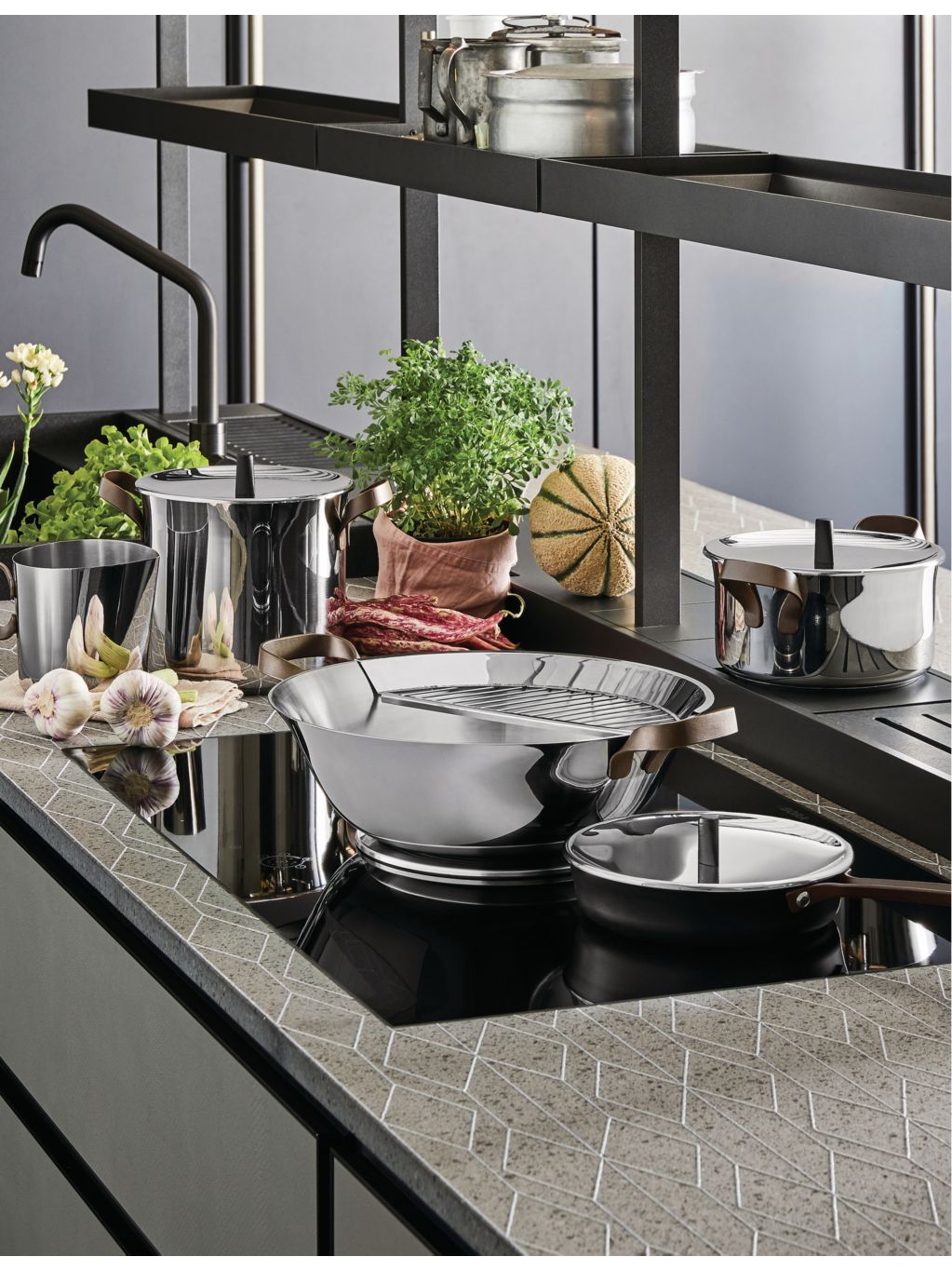 Alessi 4-piece stainless steel cookware set, UK version