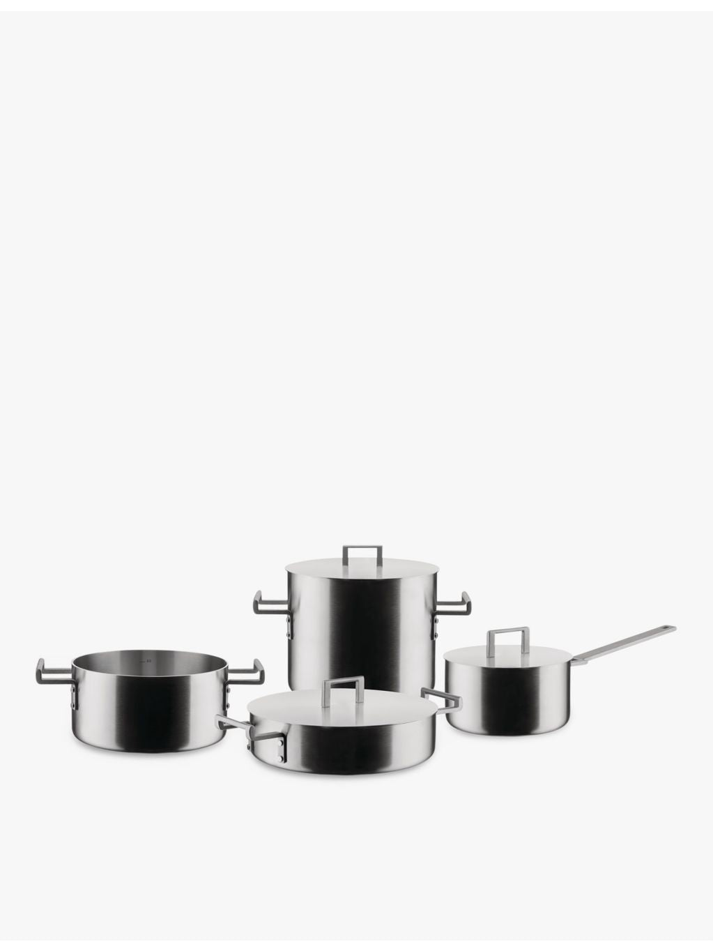 Alessi Convivio 4-piece stainless-steel cookware set, imported from the UK