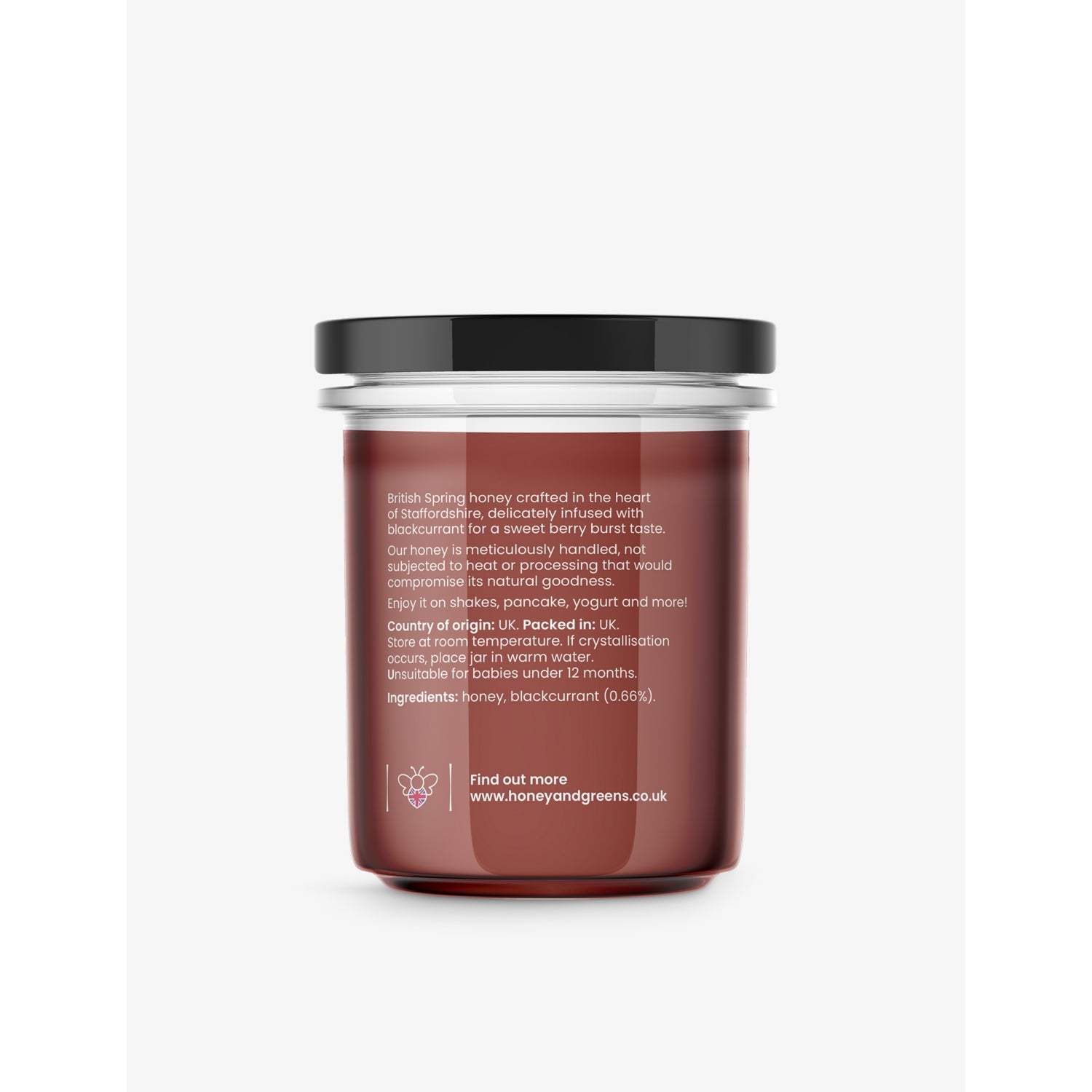Honey & Greens blackcurrant honey 240g (British brand)