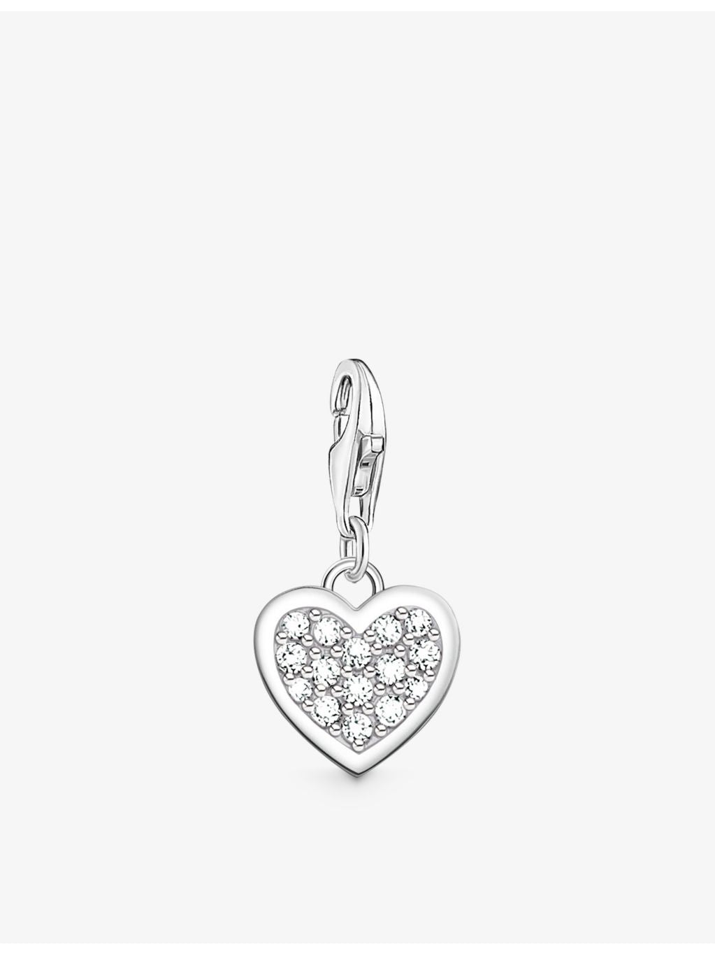 Thomas Sabo sterling silver charm with glitter heart motif, UK version
