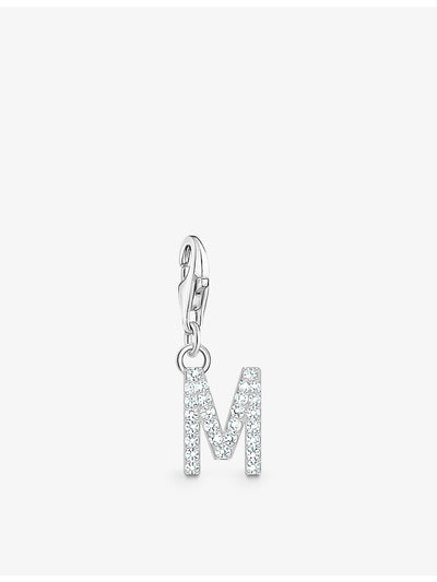 selfridges Thomas Sabo Letter M Sterling Silver and Cubic Zirconia Pendant Charm- Buy online at McGrocer