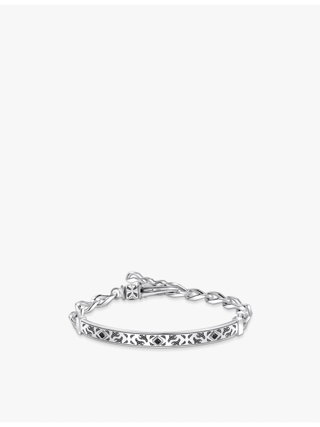 Thomas Sabo engraved sterling silver zirconia cuff bracelet, imported from the UK