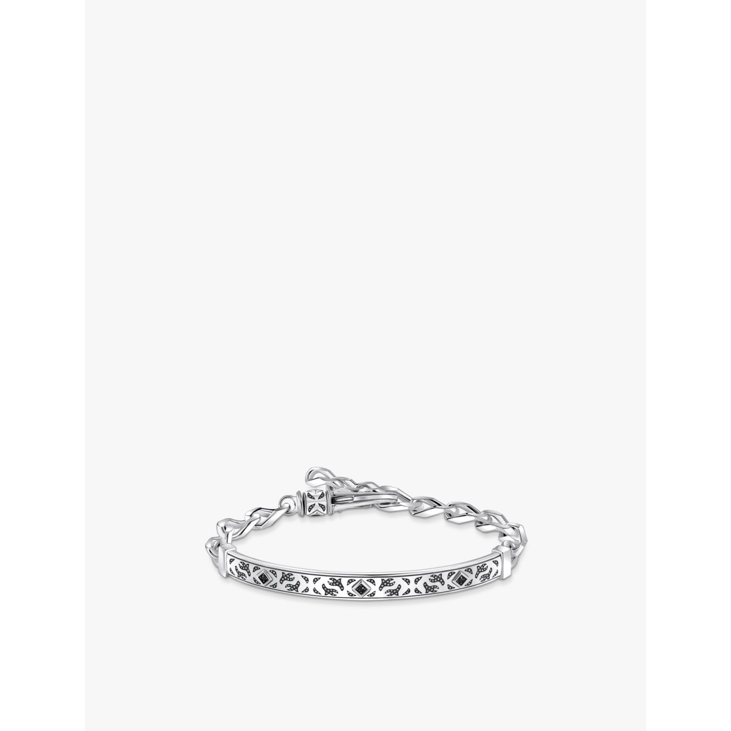 Thomas Sabo engraved sterling silver zirconia cuff bracelet, imported from the UK