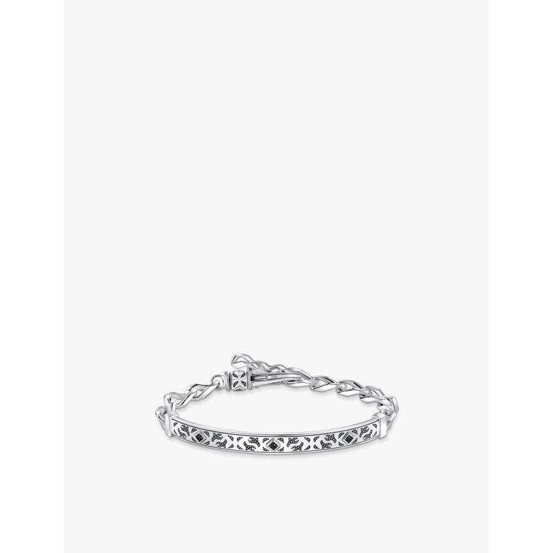 Thomas Sabo engraved sterling silver zirconia cuff bracelet, imported from the UK