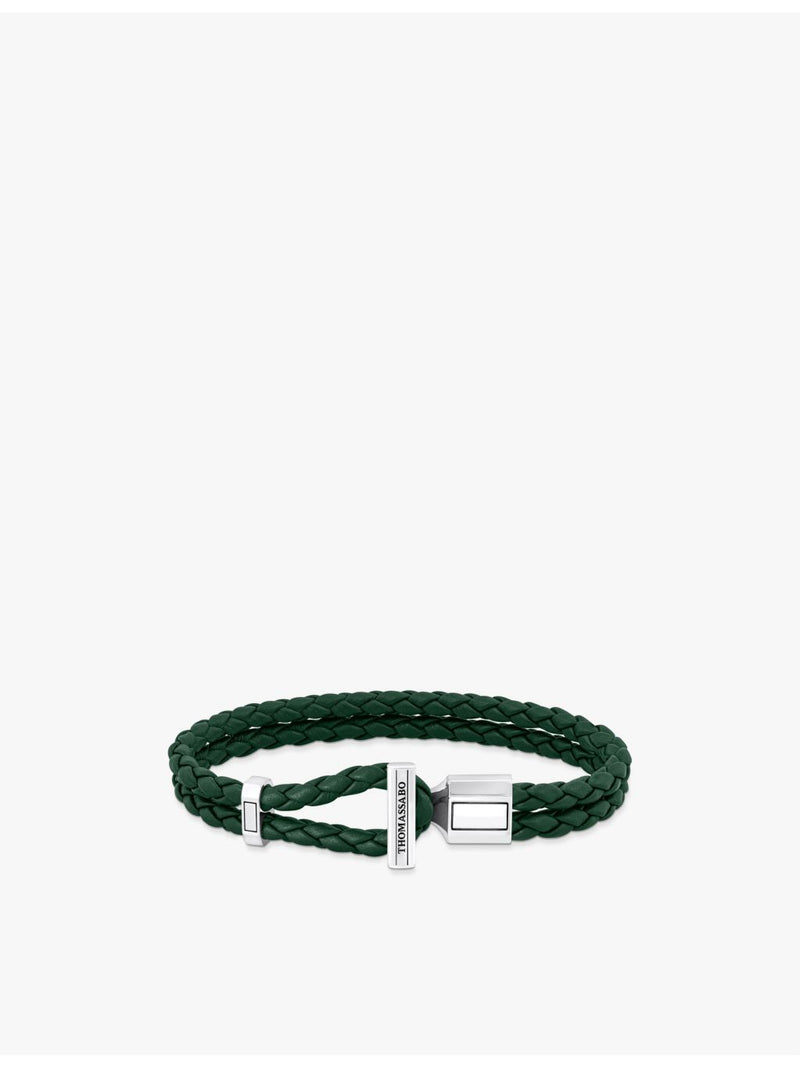 Thomas Sabo sterling silver leather braided bracelet 19cm (British brand)