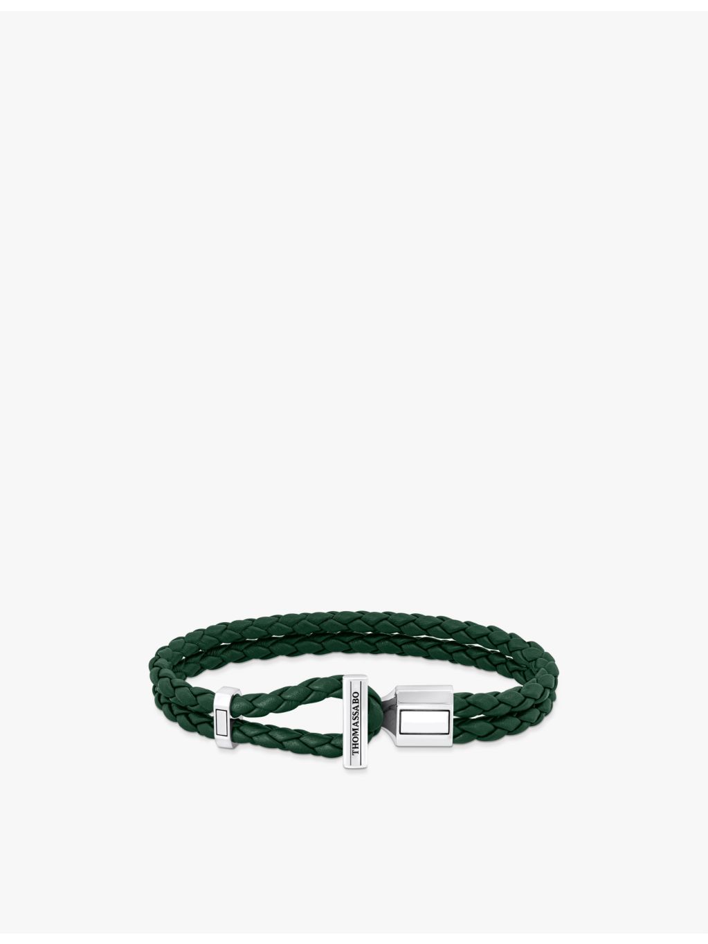 Thomas Sabo sterling silver leather braided bracelet 19cm (British brand)