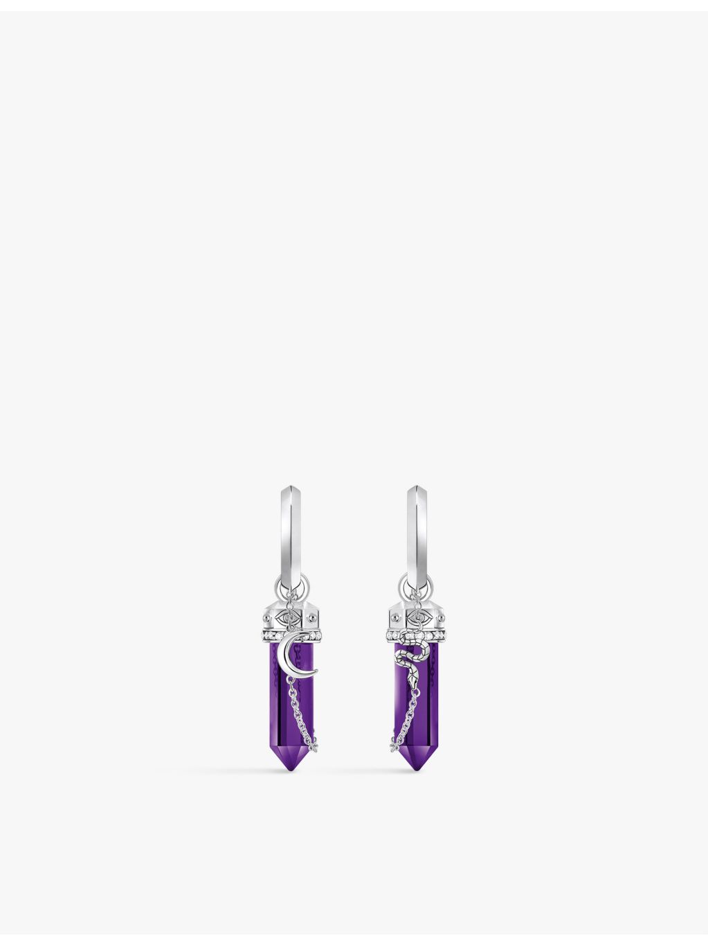 Thomas Sabo chain-drop sterling silver imitation amethyst earrings 3.8cm (British brand)