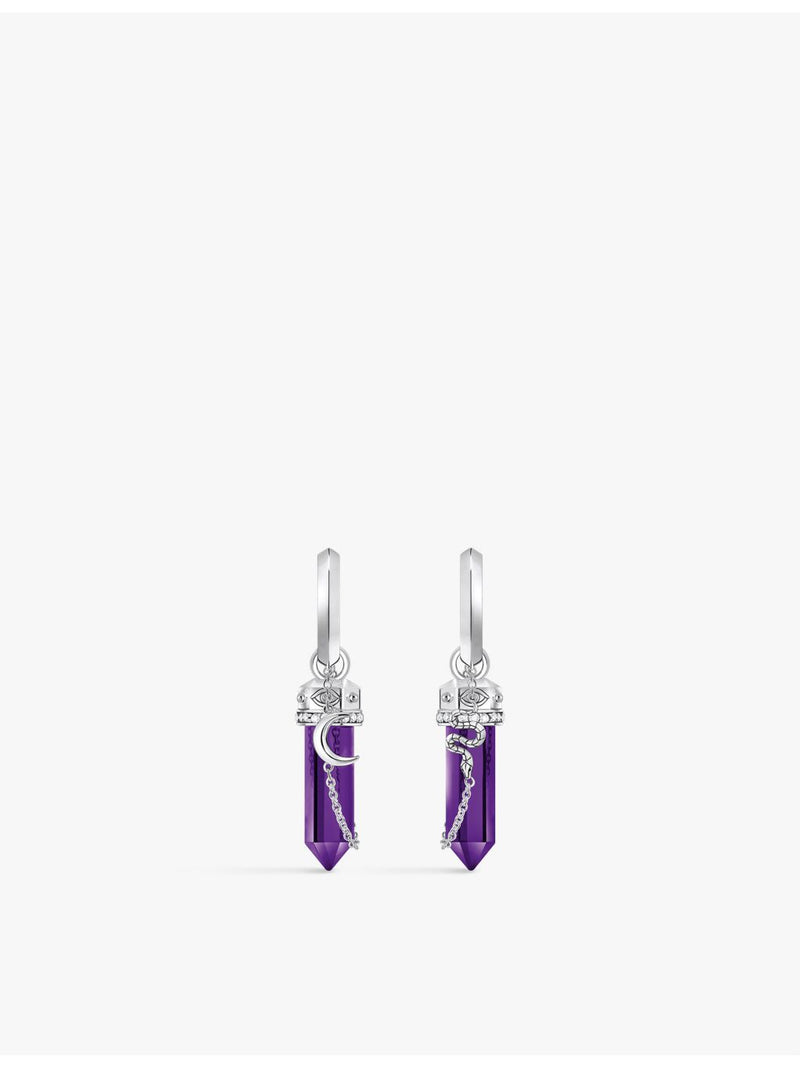 Thomas Sabo chain-drop sterling silver imitation amethyst earrings 3.8cm (British brand)