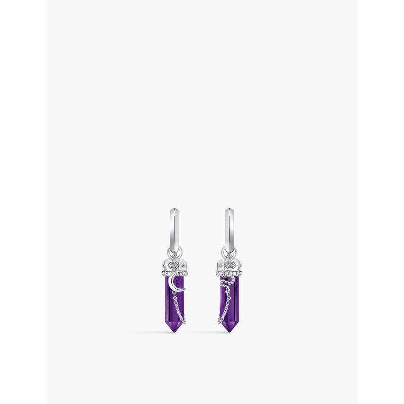 Thomas Sabo chain-drop sterling silver imitation amethyst earrings 3.8cm (British brand)