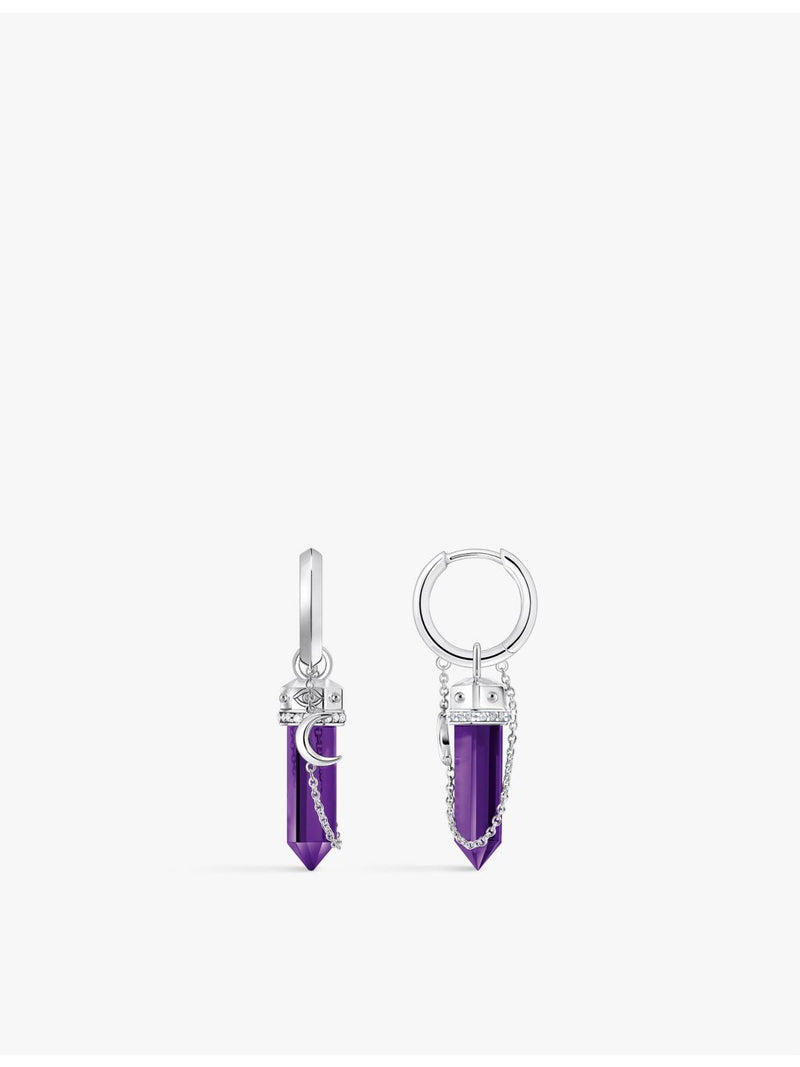 Thomas Sabo chain-drop sterling silver imitation amethyst earrings 3.8cm (British brand)