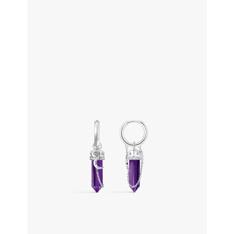 Thomas Sabo chain-drop sterling silver imitation amethyst earrings 3.8cm (British brand)