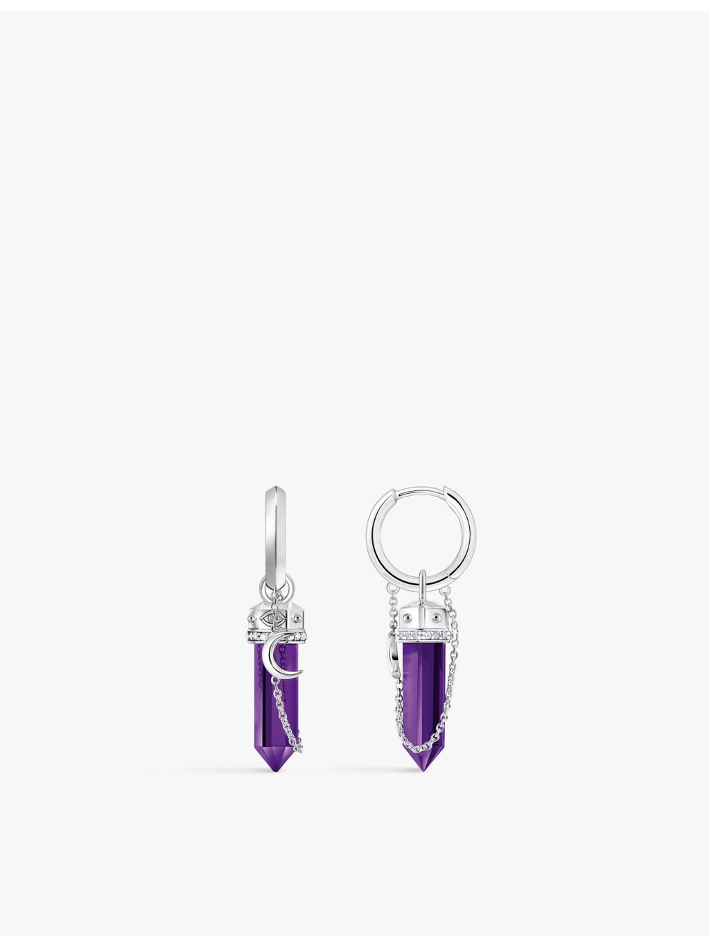 Thomas Sabo chain-drop sterling silver imitation amethyst earrings 3.8cm (British brand)