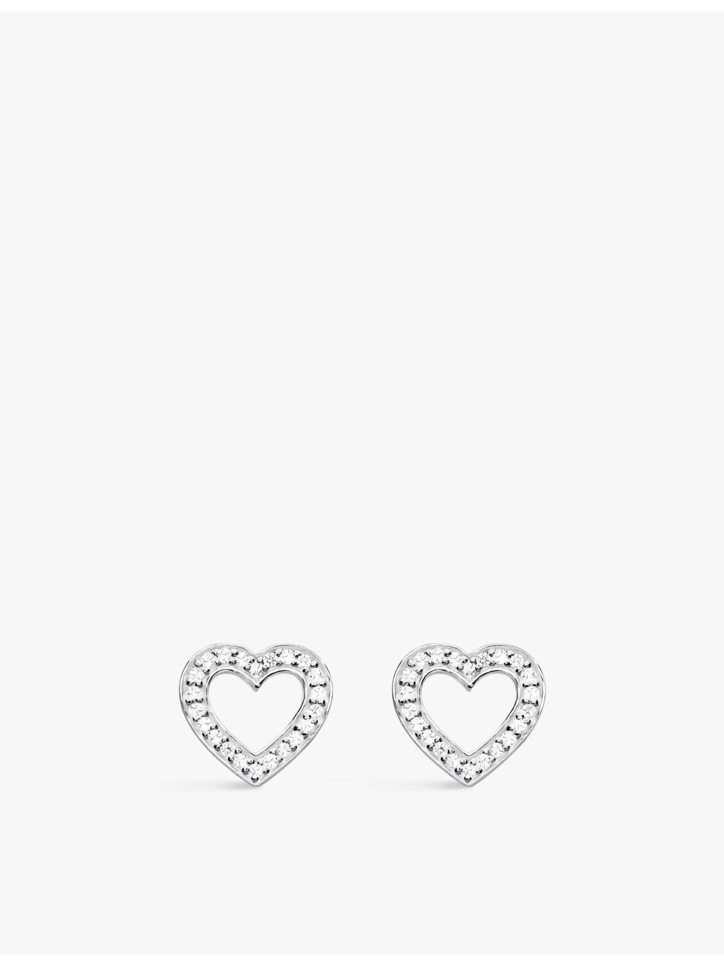 Thomas Sabo heart-shaped cubic zirconia stud earrings in sterling silver, UK version