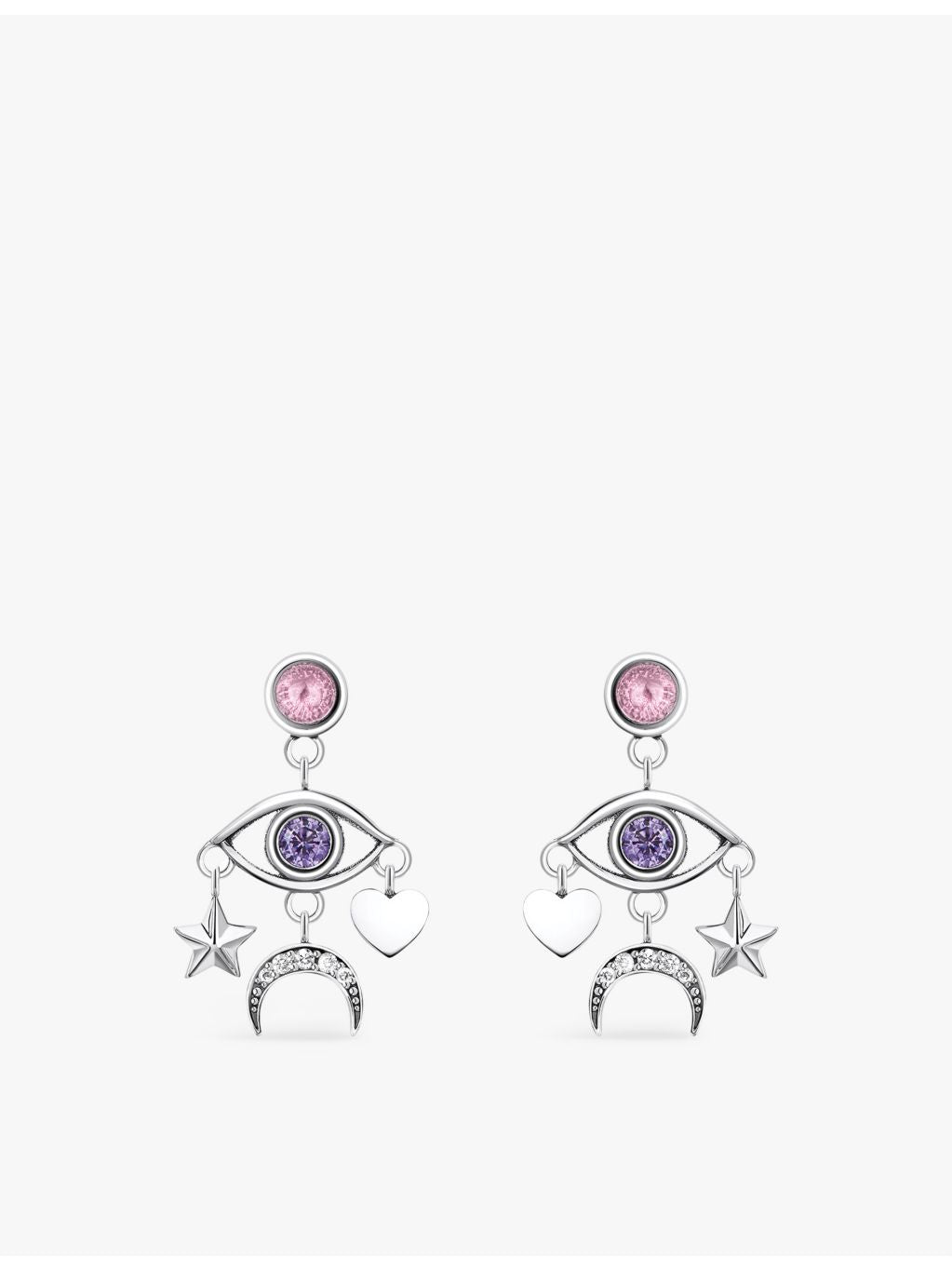 Thomas Sabo drop earrings in sterling silver with cubic zirconia, imported from the UK