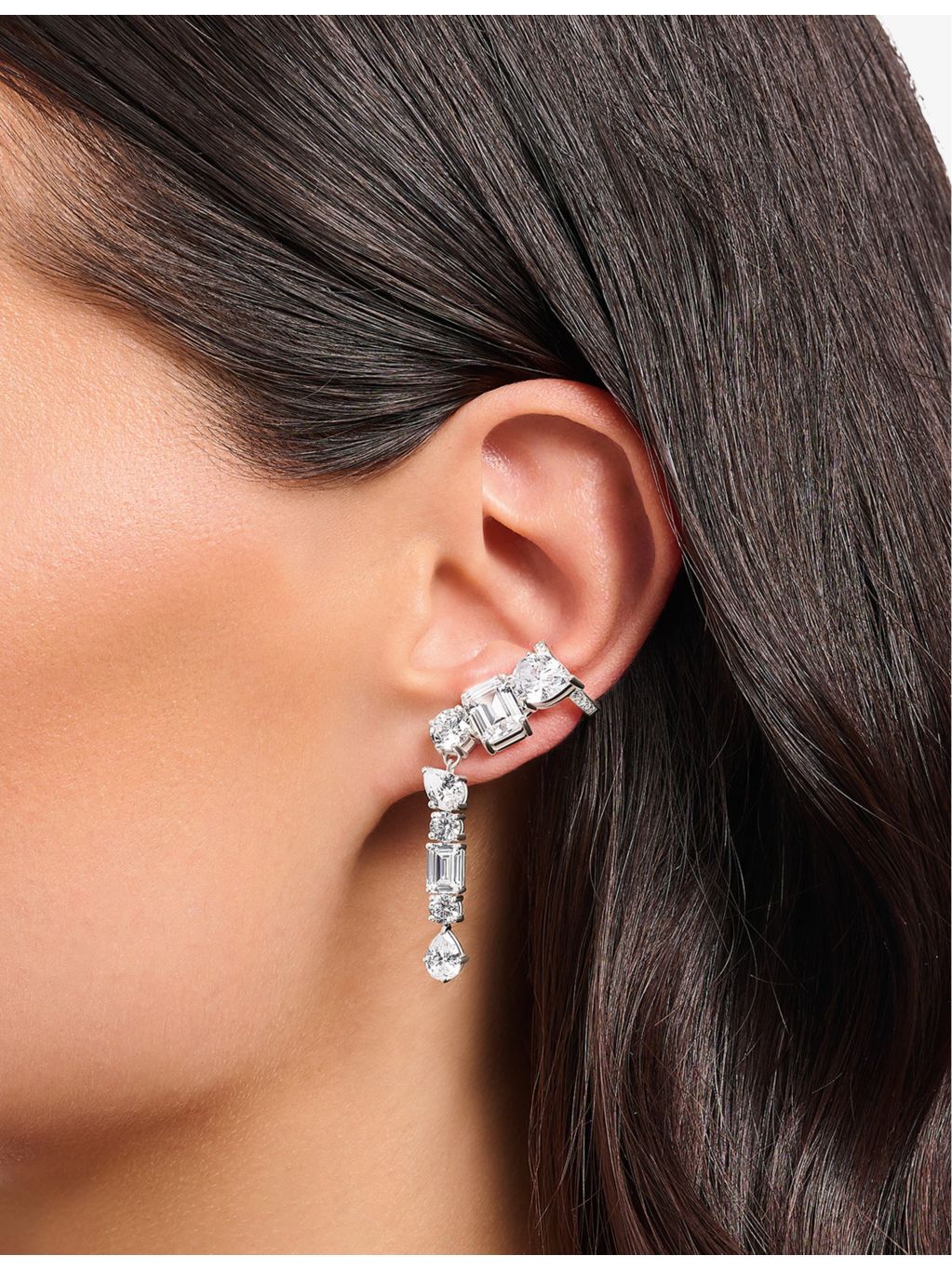 Thomas Sabo stainless steel ear climber with cubic zirconia 5cm, UK version