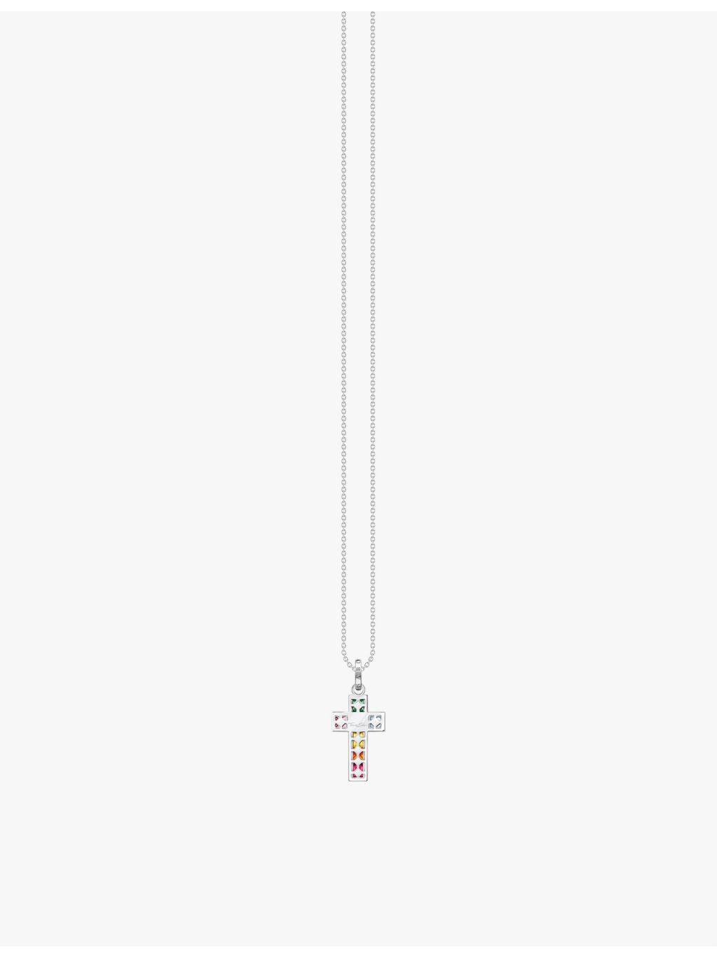 Thomas Sabo cross pendant necklace with zirconia and glass stones, imported from the UK