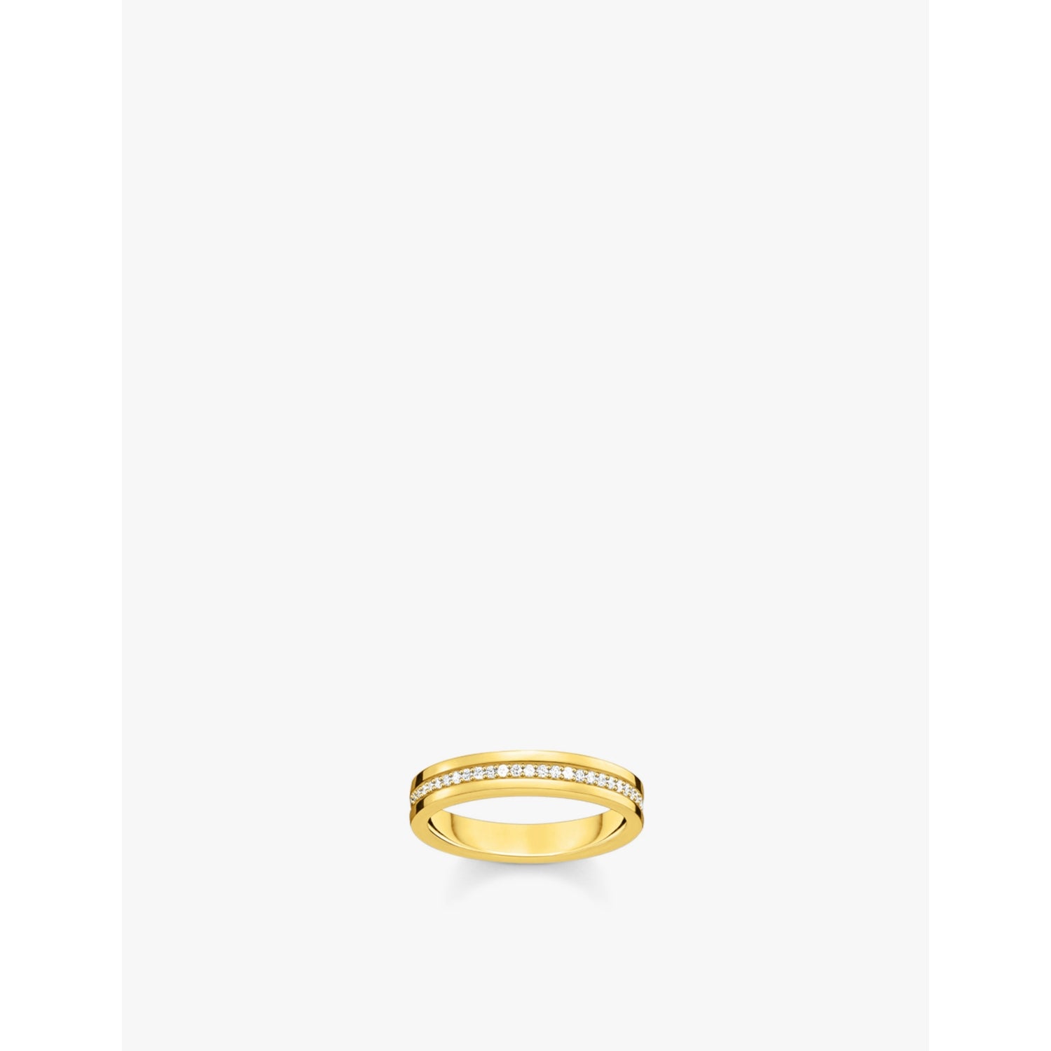 18ct yellow gold-plated sterling silver and zirconia band ring - 54mm
