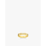 18ct yellow gold-plated sterling silver and zirconia band ring - 54mm