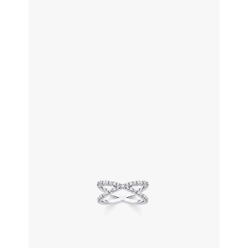 Crossover Dots sterling-silver and zirconia ring - 54mm
