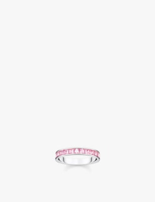 Thomas Sabo Sterling Silver Princess-Cut Pink Zirconia Band Ring