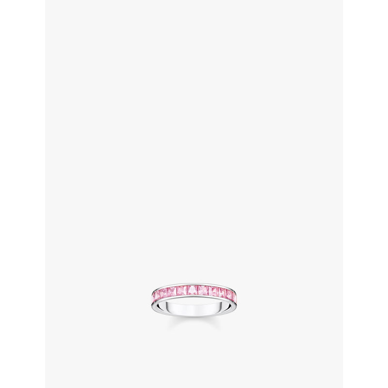 Sterling-silver and zirconia band ring - 54mm