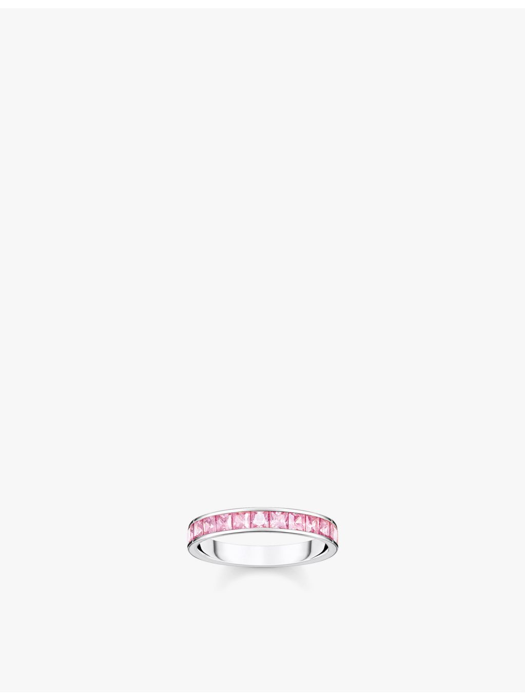 Thomas Sabo sterling silver pink zirconia band ring 0.4cm (British brand)