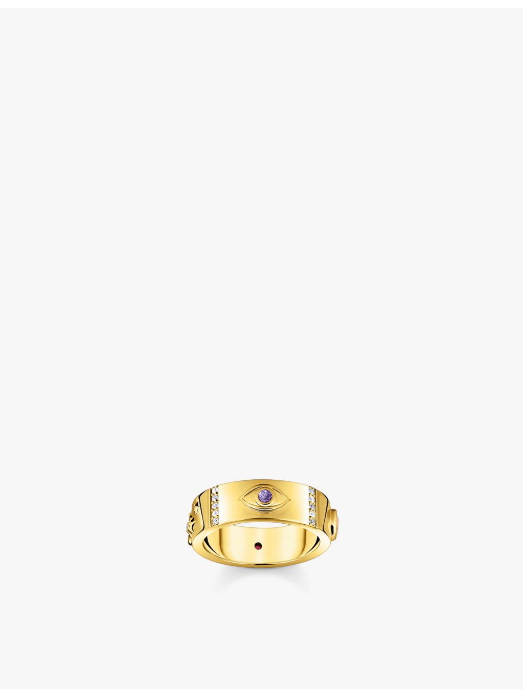 Thomas Sabo Cosmic zirconia band ring, 18ct yellow-gold sterling silver (British brand)