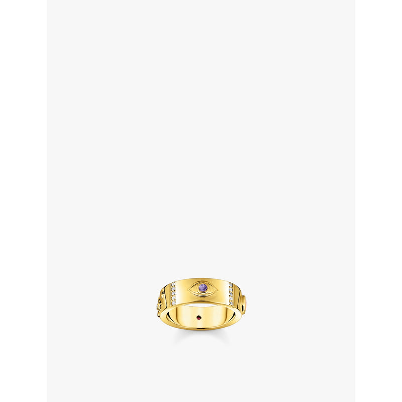 Cosmic 18ct yellow-gold sterling silver and zirconia band ring - 54mm