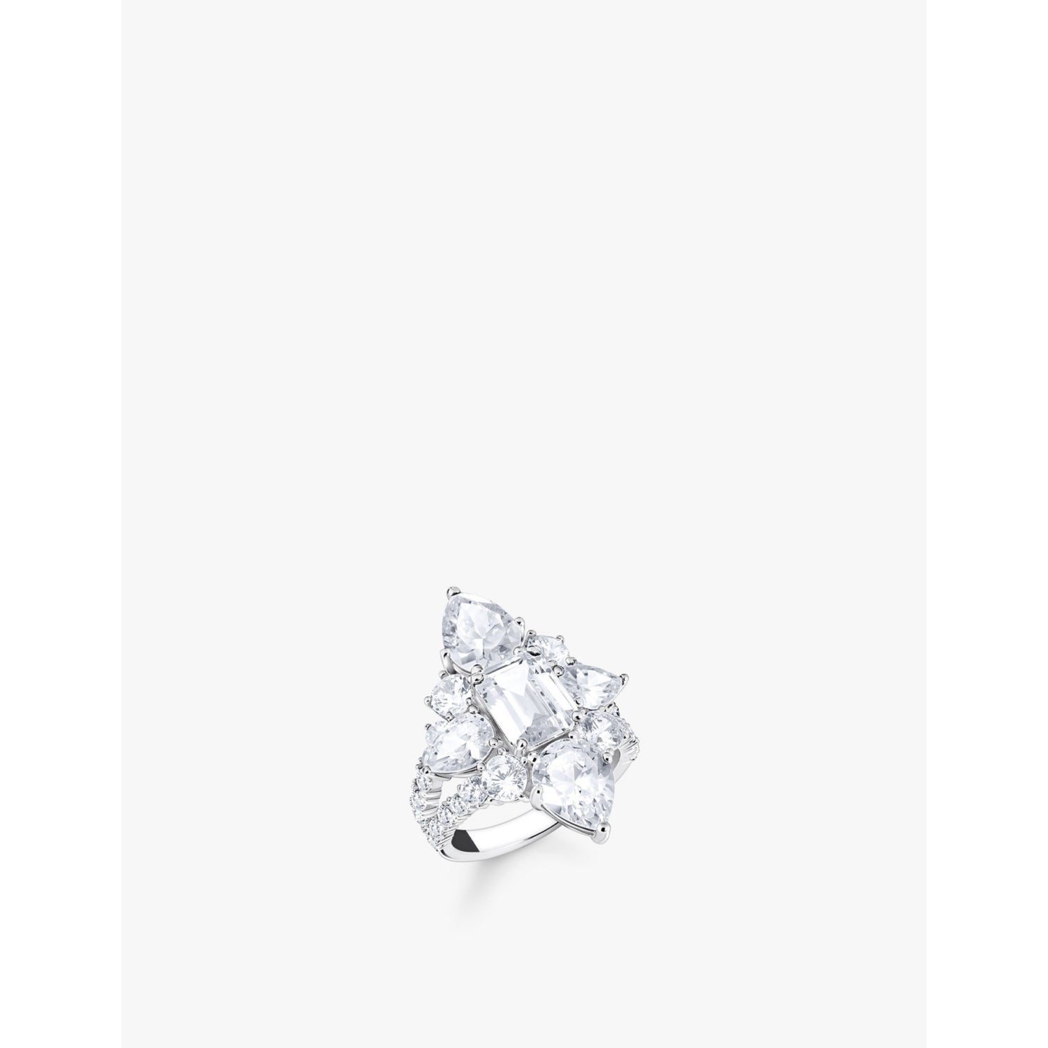 Assorted-cut cubic zirconia and 925 sterling-sterling cocktail ring - 54mm