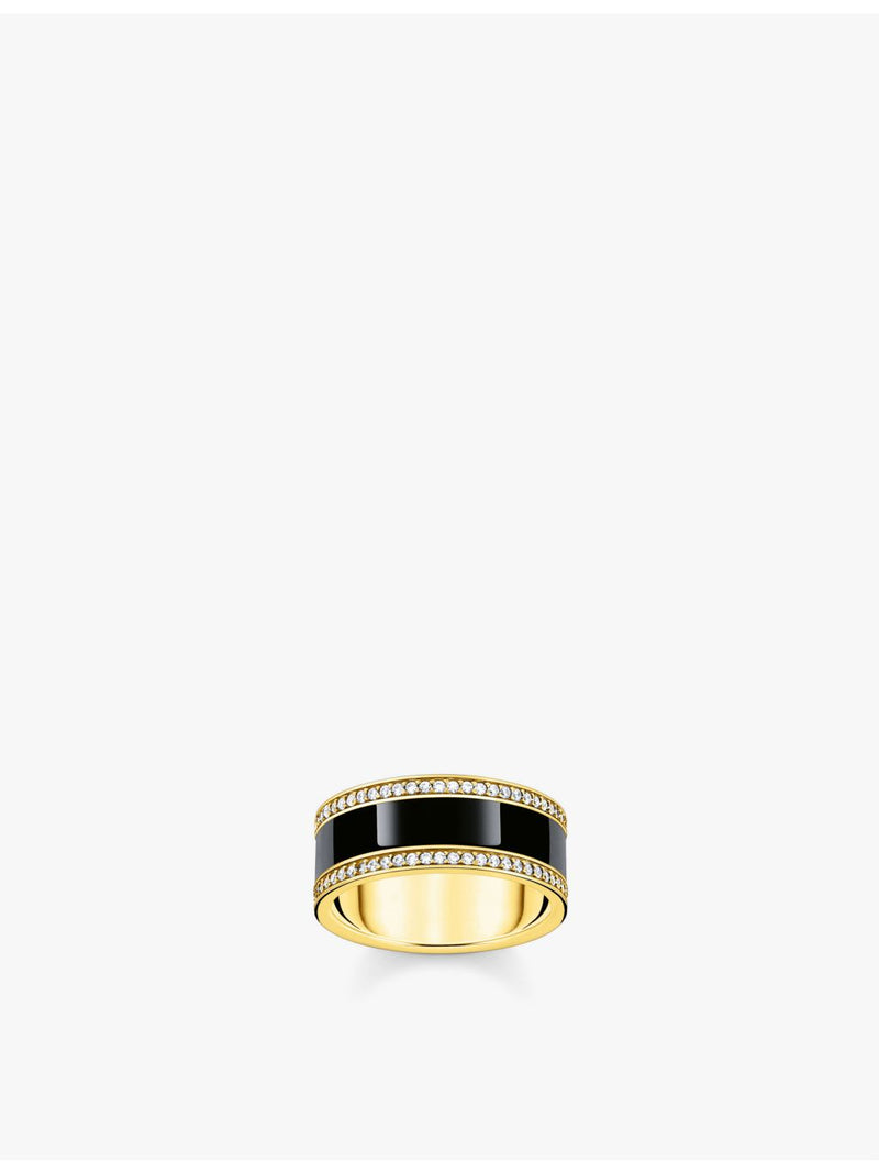 Thomas Sabo band ring with 18ct gold plating and cubic zirconia, imported from the UK