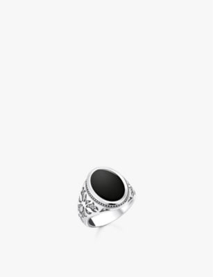 Thomas Sabo 925 Sterling Silver Zirconia and Onyx Signet Ring