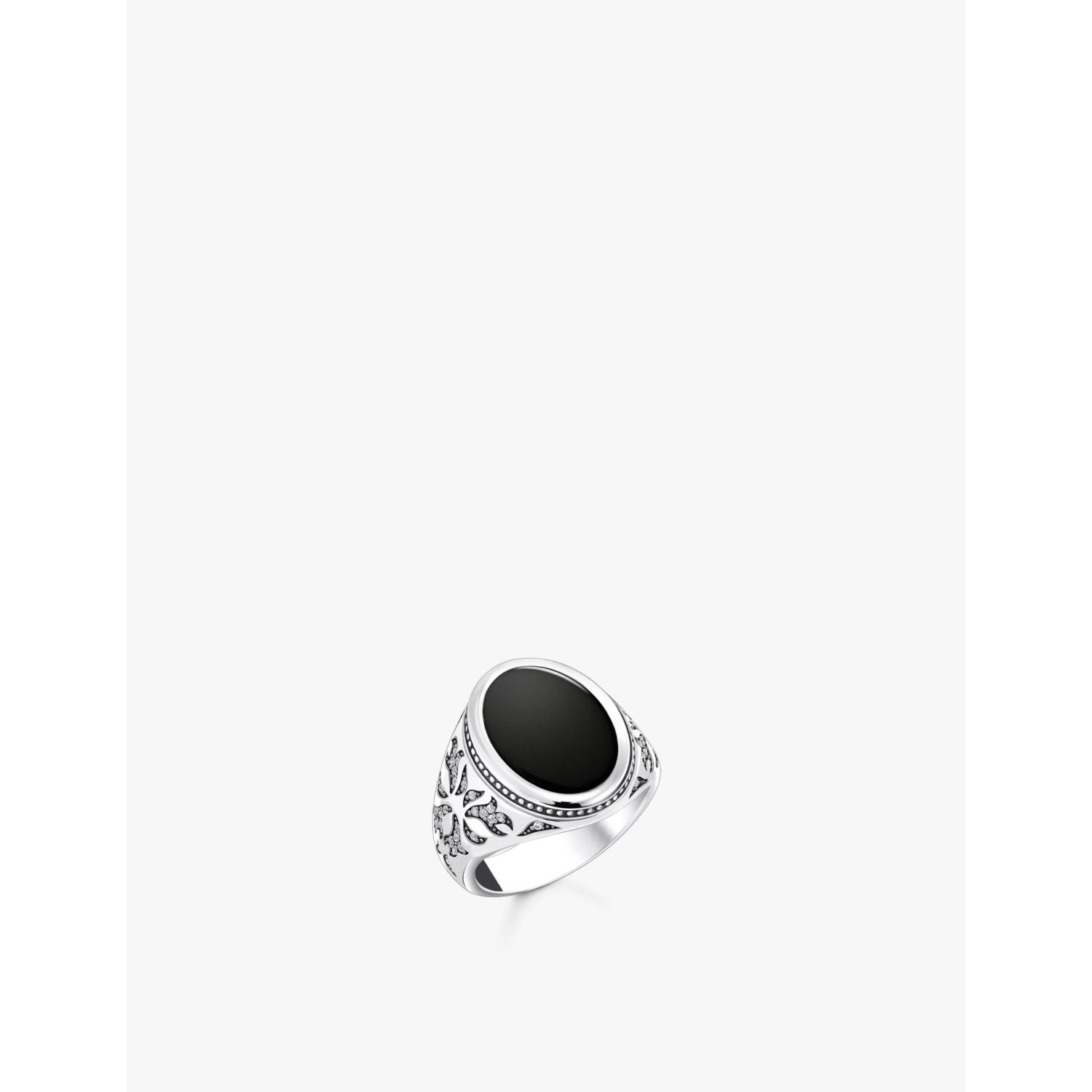 925 sterling-silver, zirconia and onyx signet ring - 60mm