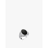 925 sterling-silver, zirconia and onyx signet ring - 60mm