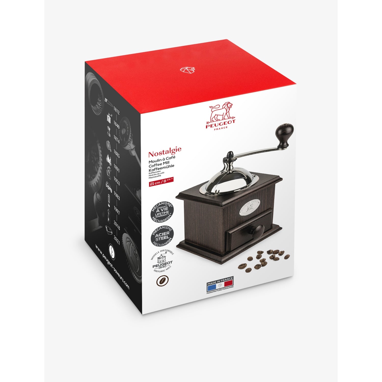 Peugeot Nostalgie wood and steel coffee mill 22cm (British brand)