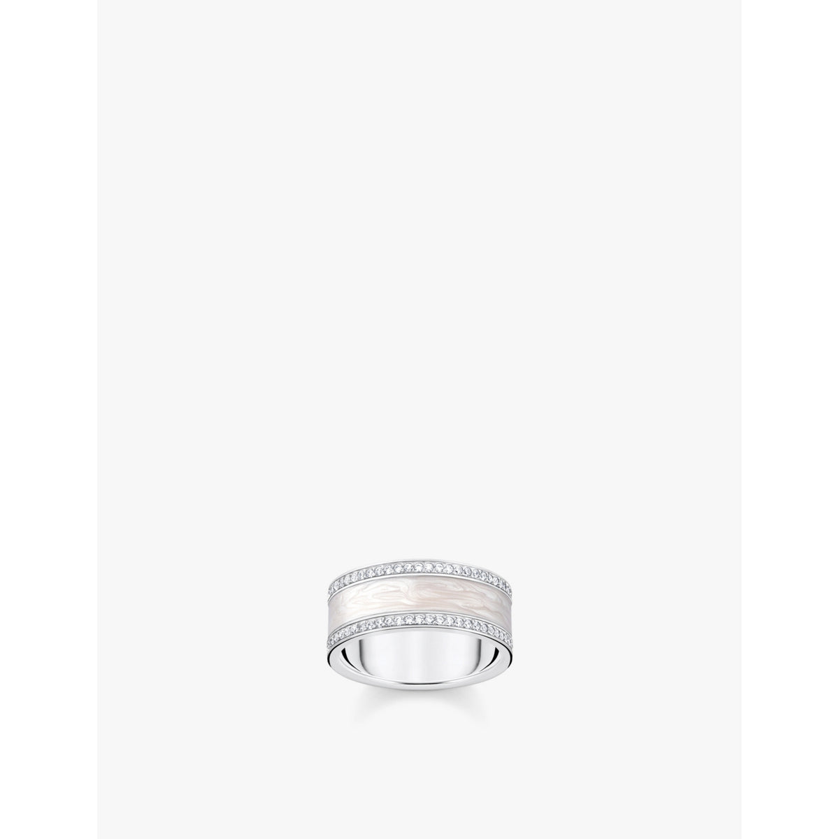 Band 925 sterling-silver, enamel and zirconia ring - 54mm