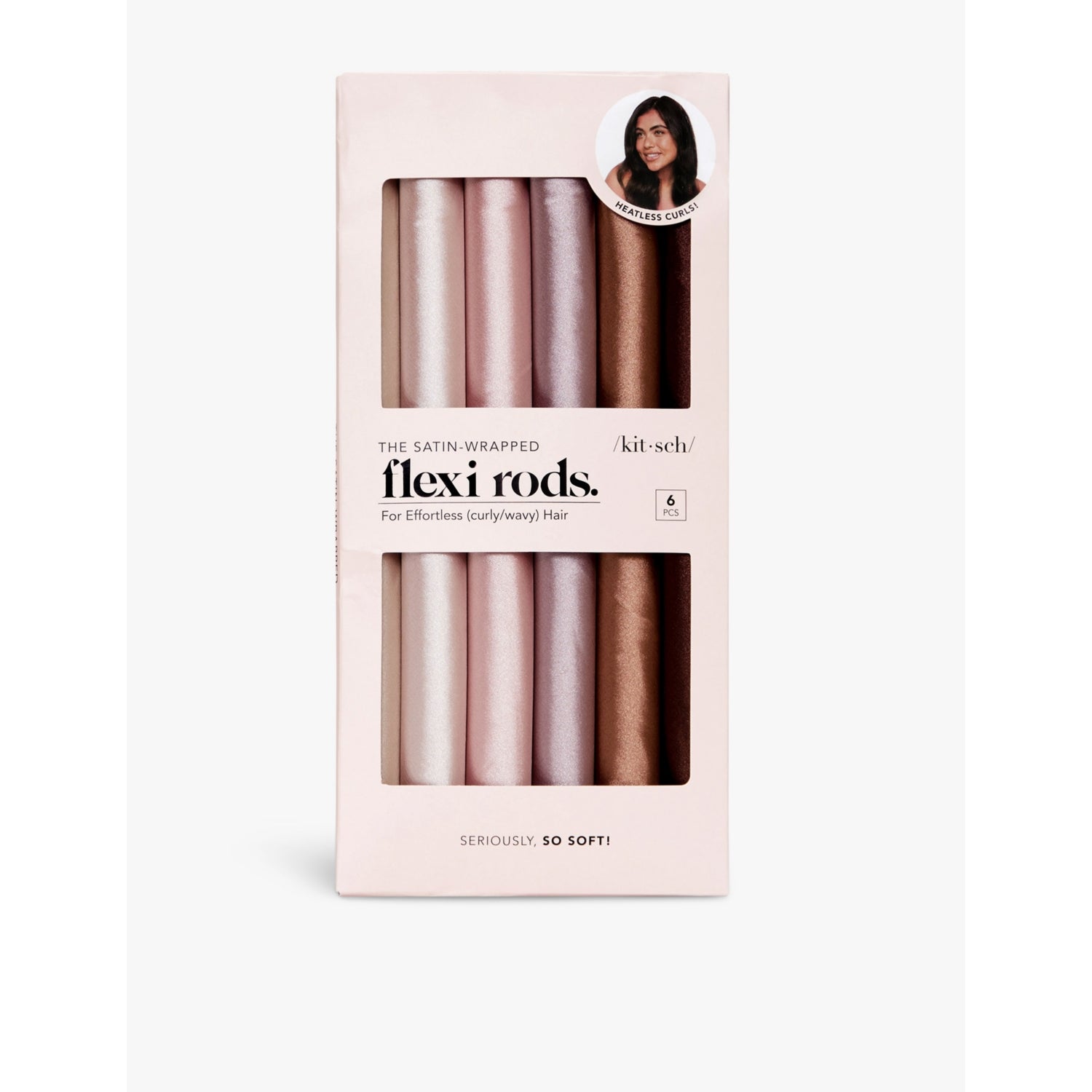 Kitsch satin hair flexi rods regular size pack (British brand)