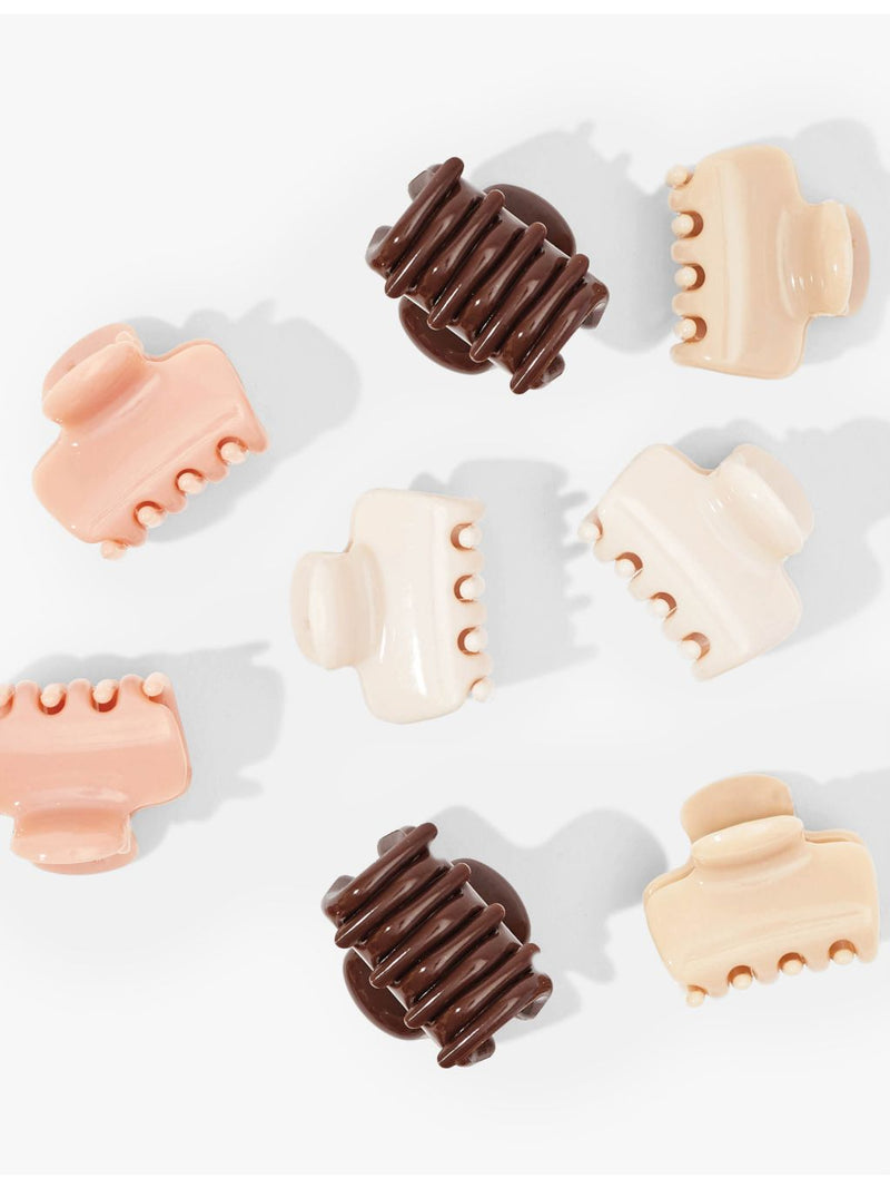 Kitsch mini puffy plastic claw hair clips pack of eight (British brand)