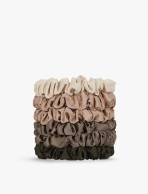 Kitsch satin hair scrunchies pack of six, imported from the UK