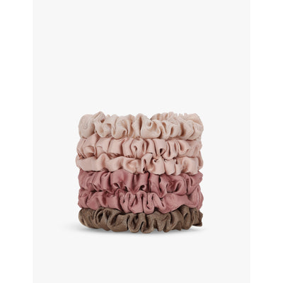 selfridges Kitsch Ultra Petite Satin Hair Scrunchies Pack of Six- Buy online at McGrocer
