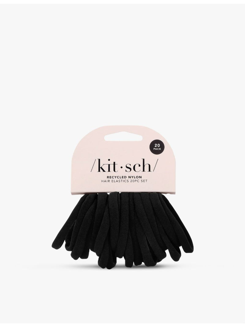 Kitsch black hair ties pack of 20 satin finish (British brand)