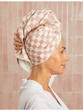 Kitsch check-print extra-large hair towel, UK version