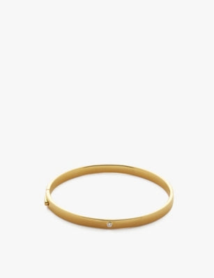 Monica Vinader Solitaire 18ct Yellow Gold-Plated Vermeil Sterling-Silver and 0.015ct Lab-Grown Diamond Bangle