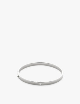 Monica Vinader Solitaire Sterling Silver 0.015ct Lab-Grown Diamond Bangle