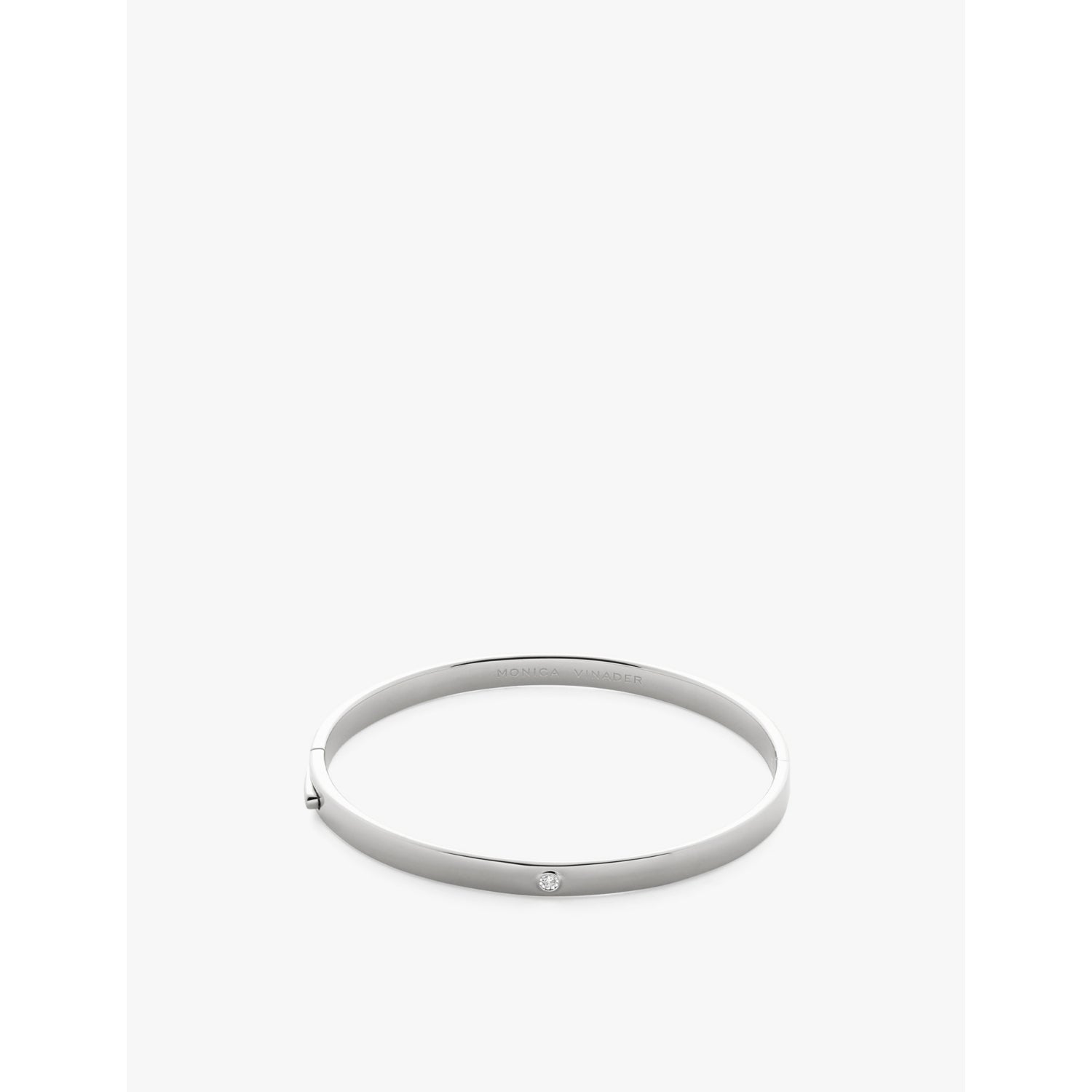 Solitaire Sterling-Silver And 0.015ct Lab-Grown Diamond Bangle - S
