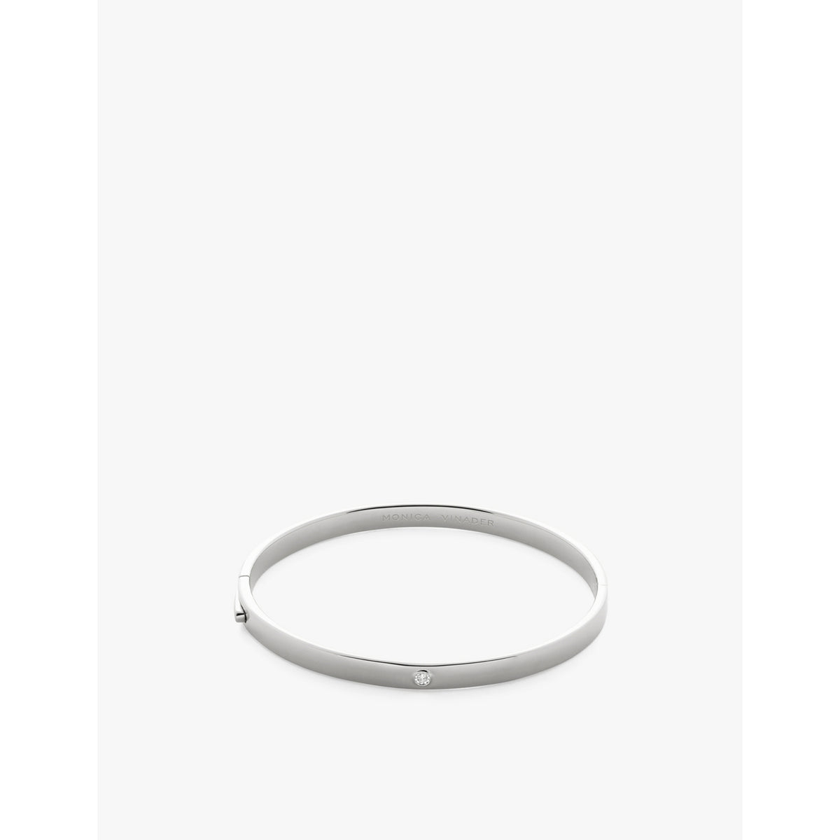 Solitaire Sterling-Silver And 0.015ct Lab-Grown Diamond Bangle - S