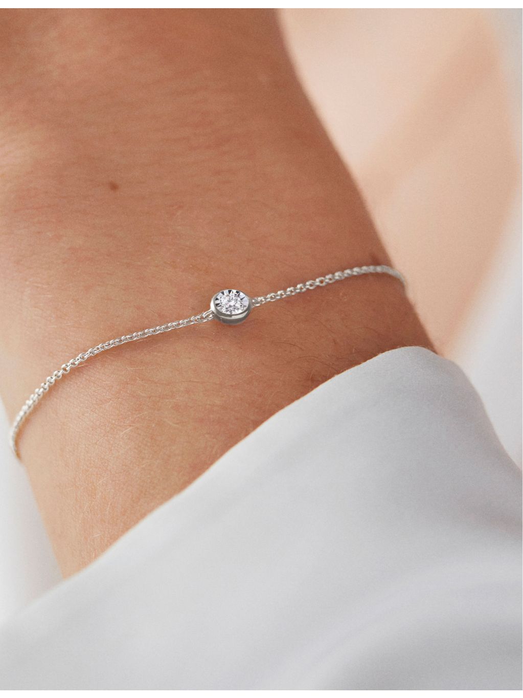 Monica Vinader solitaire lab-grown diamond bracelet 19cm - British product