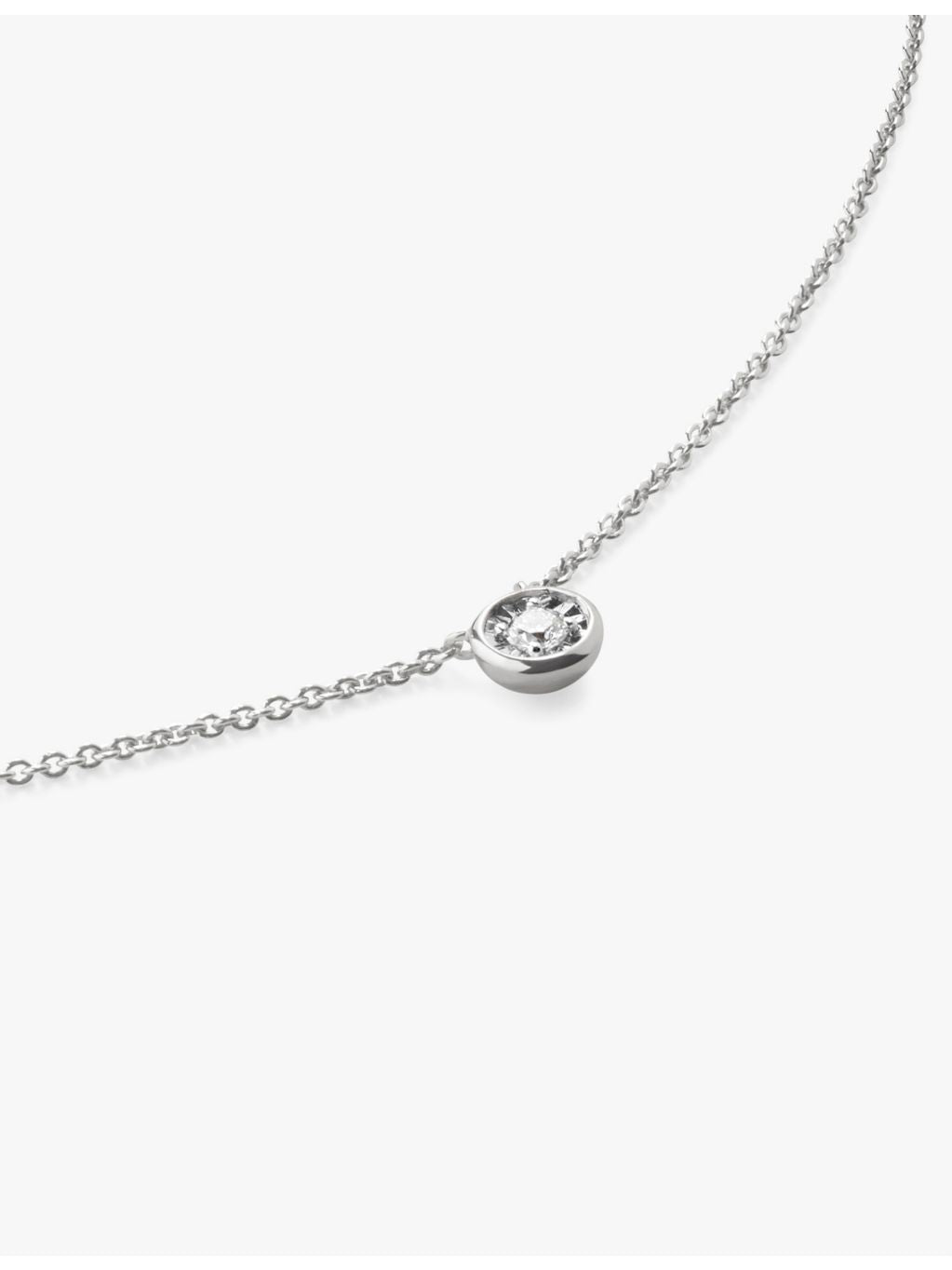 Monica Vinader sterling silver solitaire necklace with 0.06ct lab-grown diamond, UK version